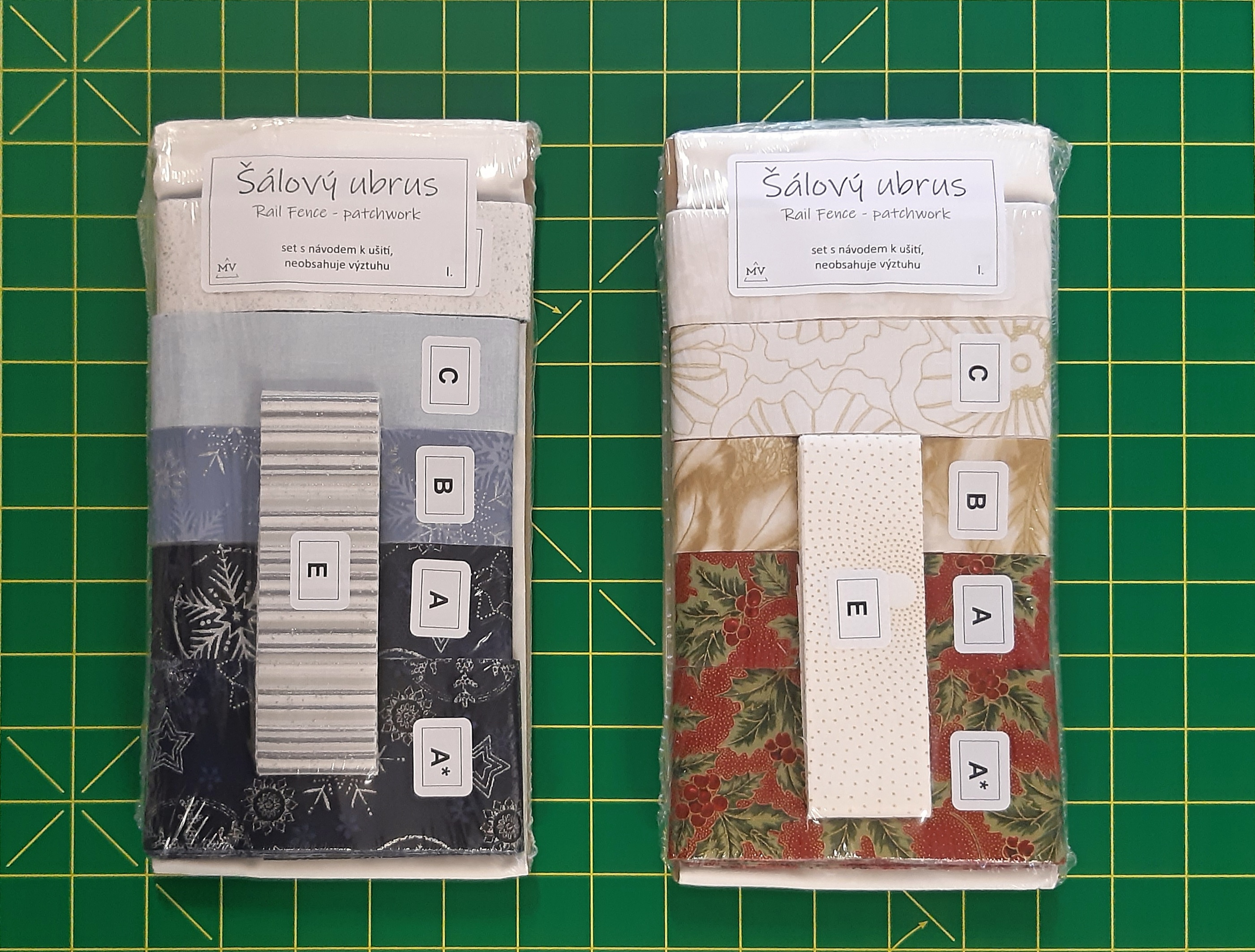 Šálový ubrus - Rail Fence 1.modrý