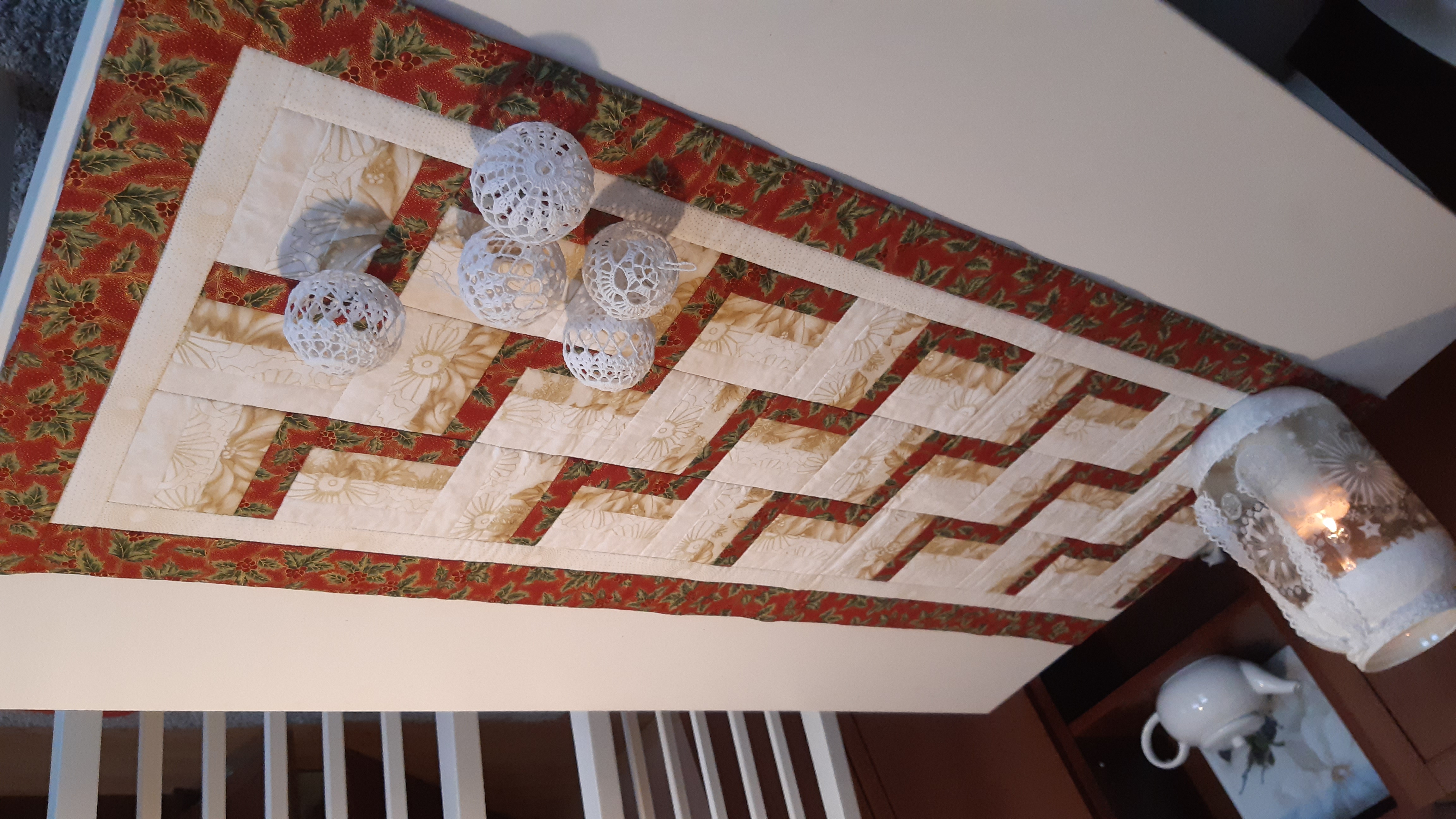 Šálový ubrus - Rail Fence 1.modrý